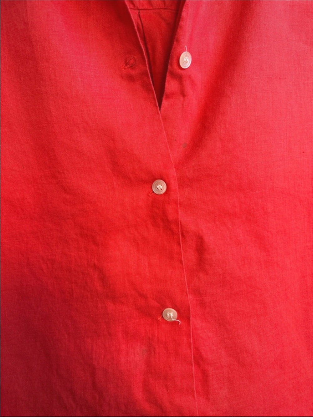 Kikit Maurice Sasson 100% Linen Sleeveless Button Front Blouse Top Coral Red L - Picture 3 of 5